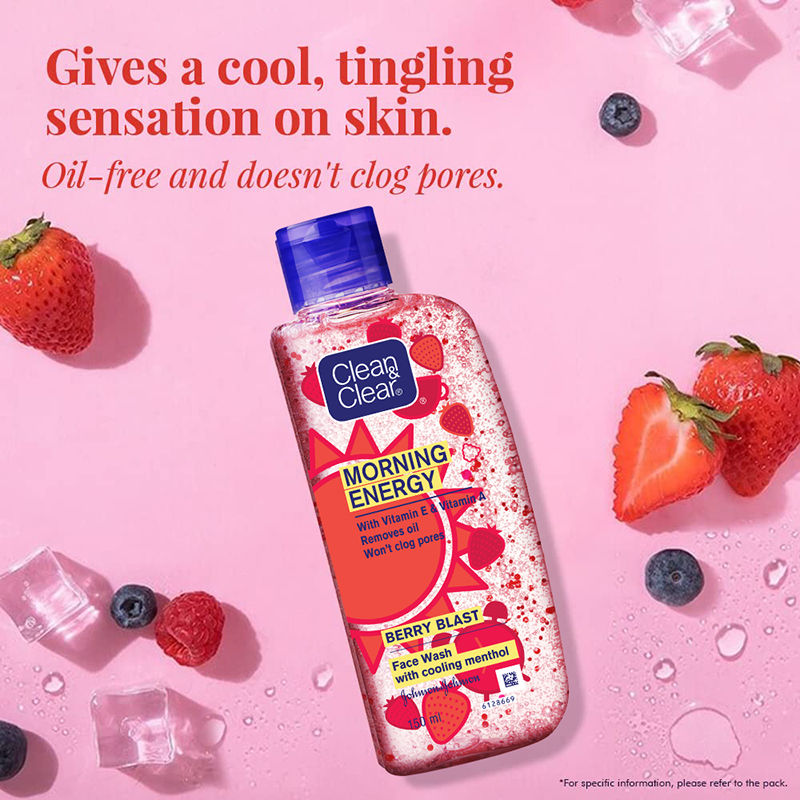 Morning Energy Berry Blast Face Wash - Gentle Cleanser with Menthol for Oily Skin