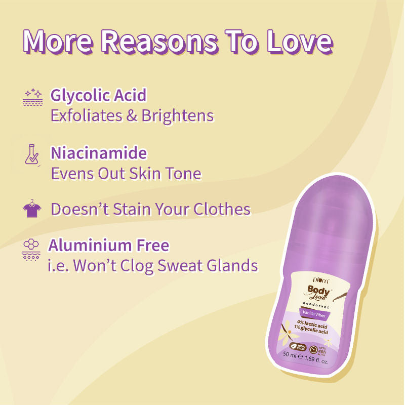 BodyLovin Vanilla Vibes Deodorant Roll-On Controls Underarm Odor 50Ml