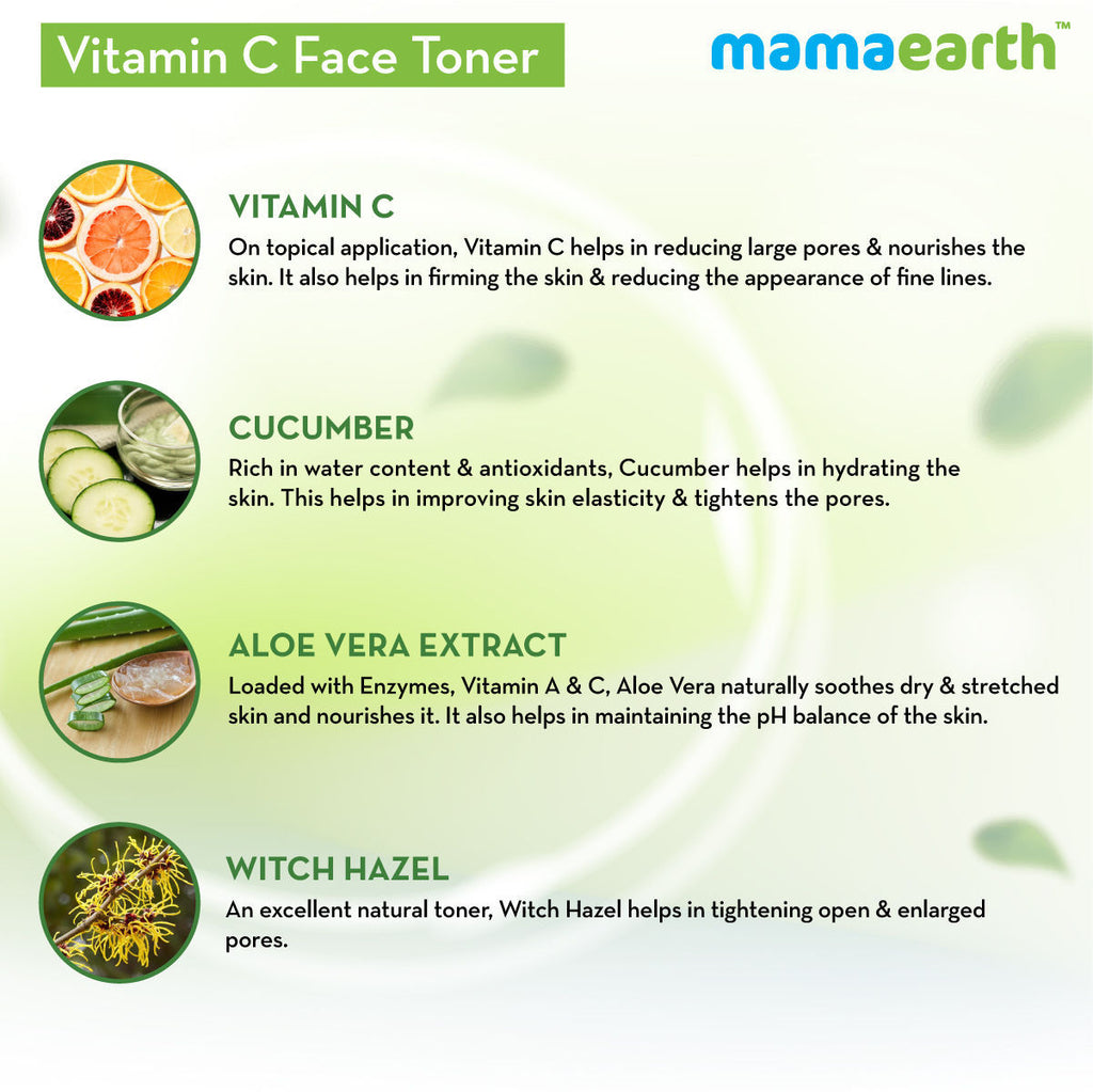 Vitamin C Face Toner with Witch Hazel for Pore Tightening and All Skin Types