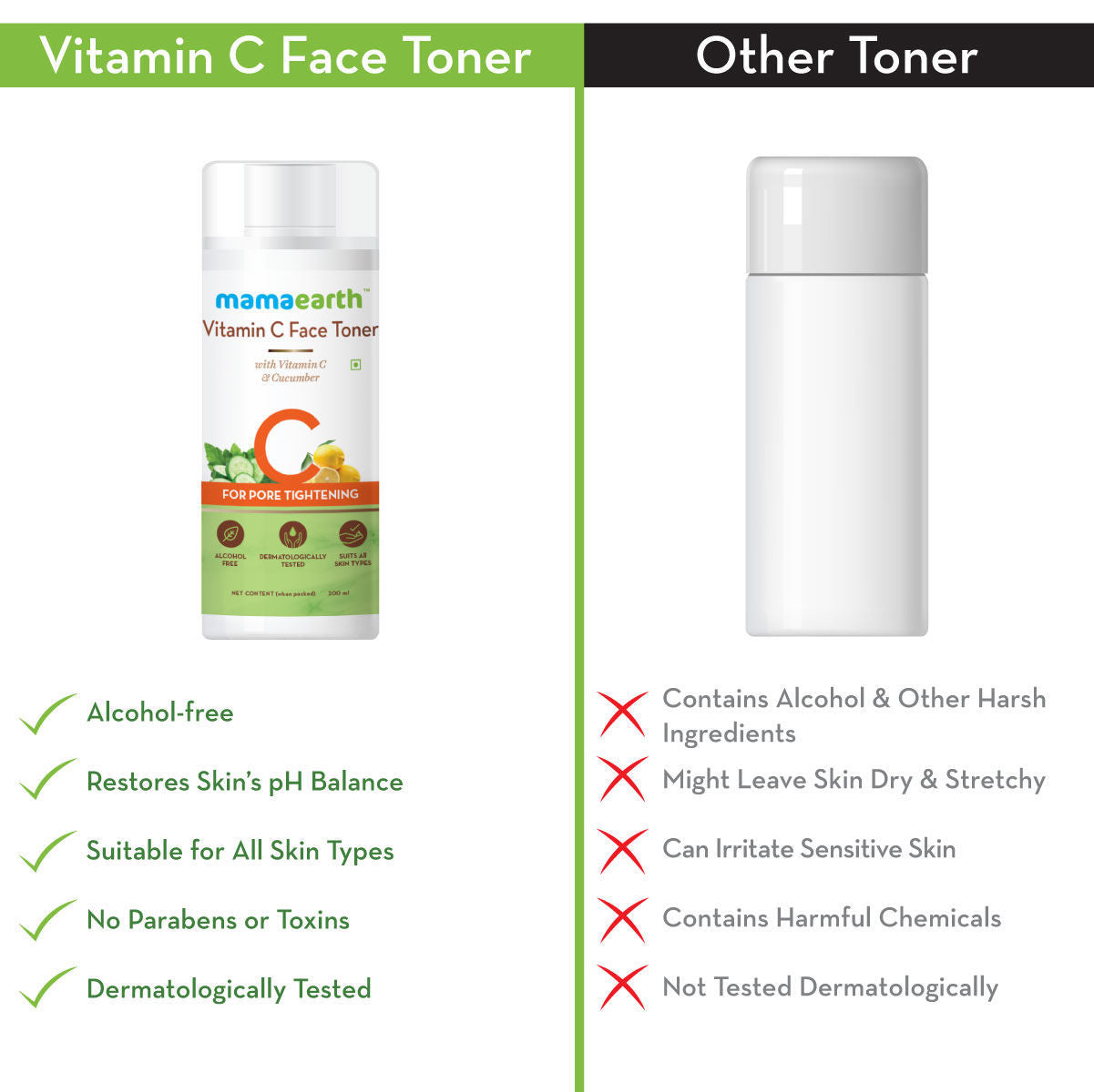 Vitamin C Face Toner with Witch Hazel for Pore Tightening and All Skin Types