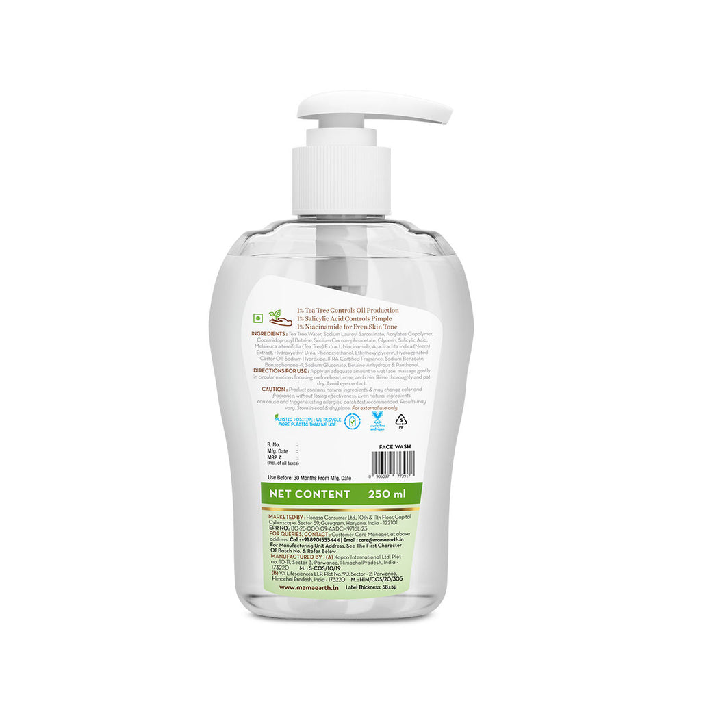 Face Wash With Tea Tree Oil And Neem Extract For Acne &pimples