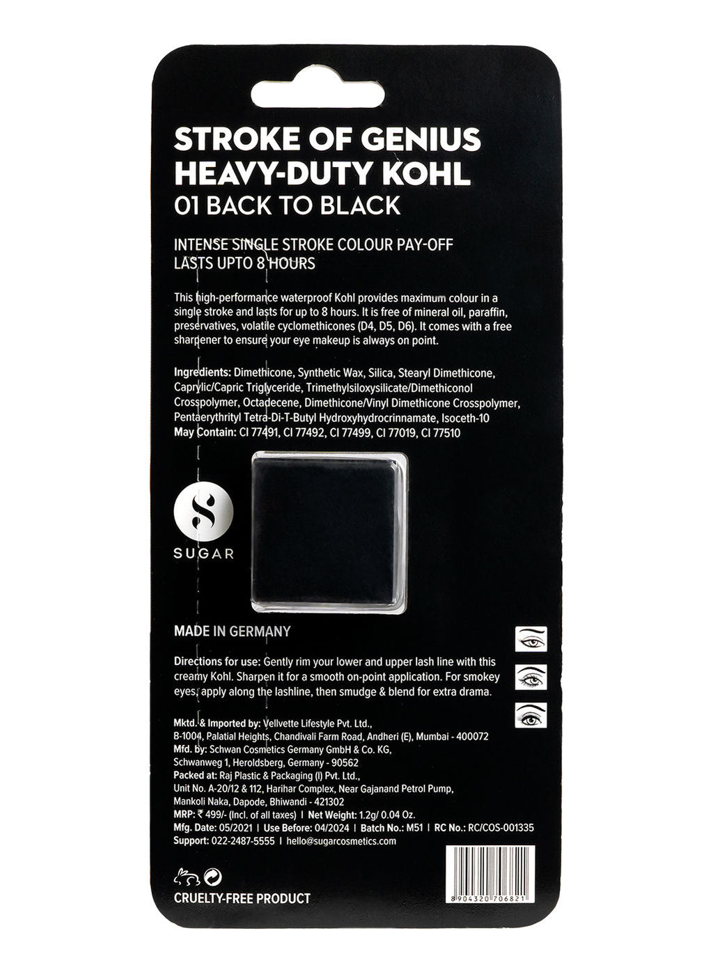 Stroke Of Genius Heavy Duty Kohl With Free Sharpener - 01 Back To Black