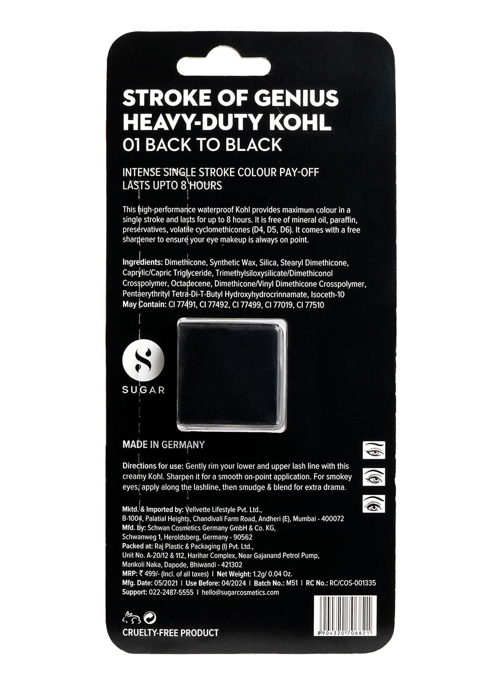 Stroke Of Genius Heavy Duty Kohl With Free Sharpener - 01 Back To Black