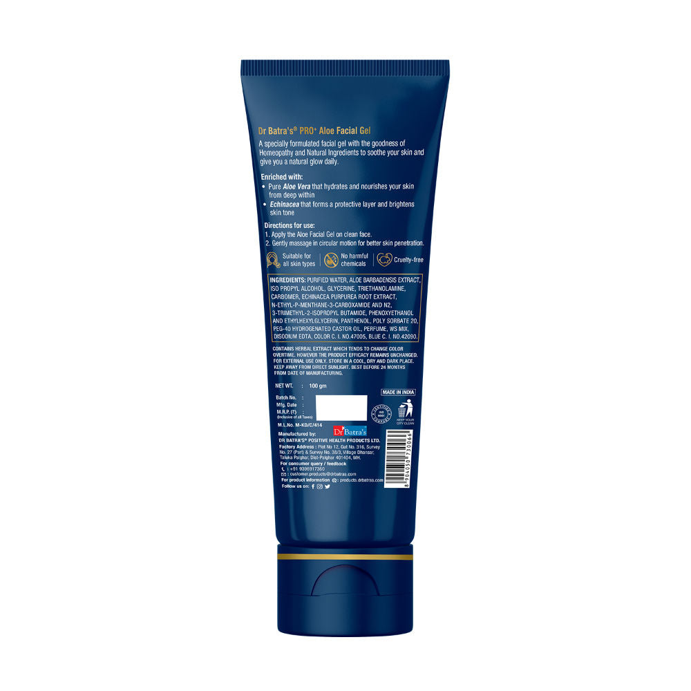 Dr.Batras Pro+ Aloe Facial Gel, Get Glowing Skin, Suitable for both Men and Women, Natural Extract