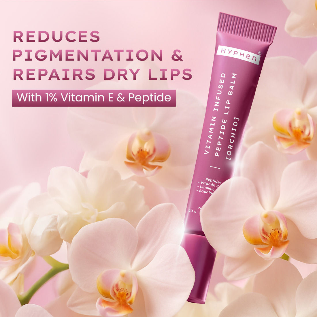 Tinted Lip Balm ,Brightens Dark & Dry Lips - 1% Vitamin E, Peptide & Squalane - Orchid, Mauve
