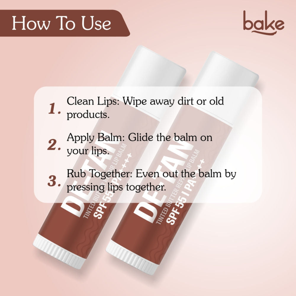 De-Tan Tinted Butter Lip Balm SPF 55PA++++with Kojic Acid For Tanned, Dark & Pigmented Lips