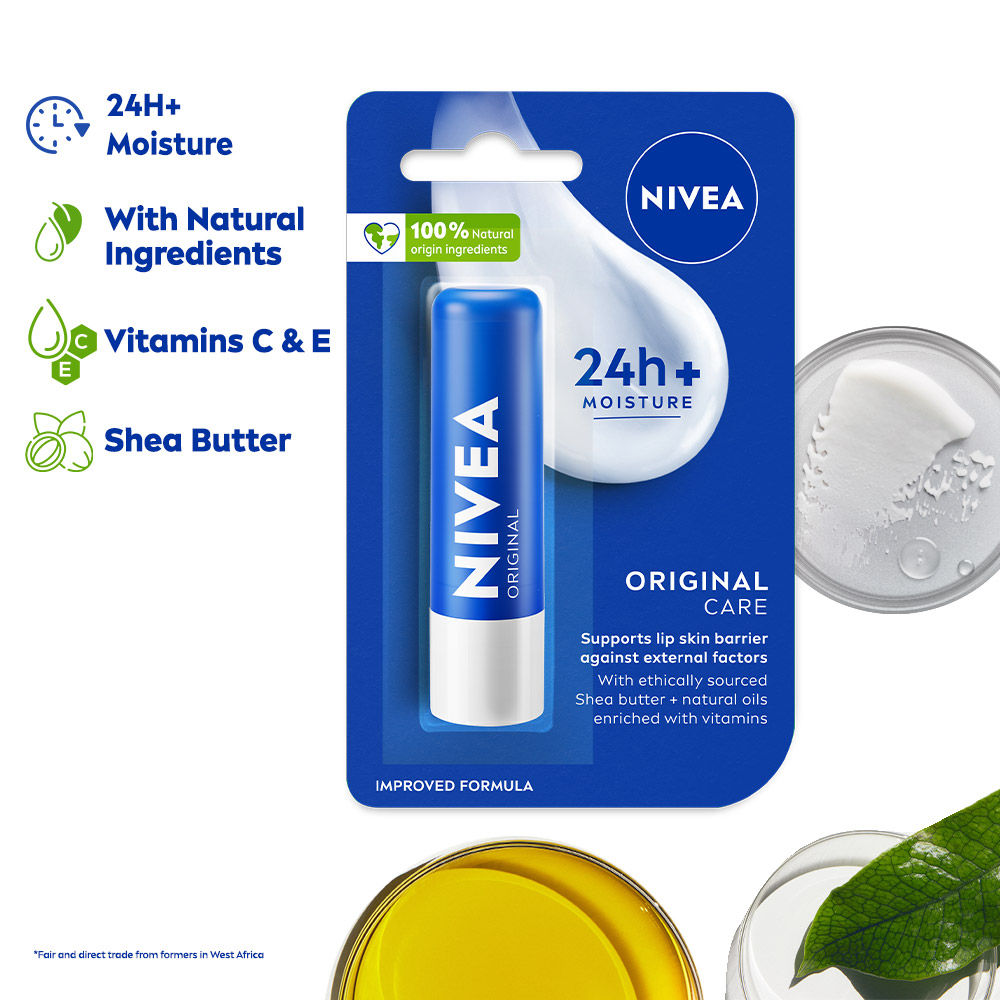 Shea butter Lip Balm with Natural oils & 24H melt-in moisture-Original care
