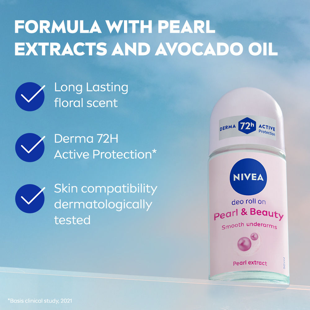 72H Active Protection With Pearl Extract Deo Underarm Roll On - Smooth Skin, Odor Protection
