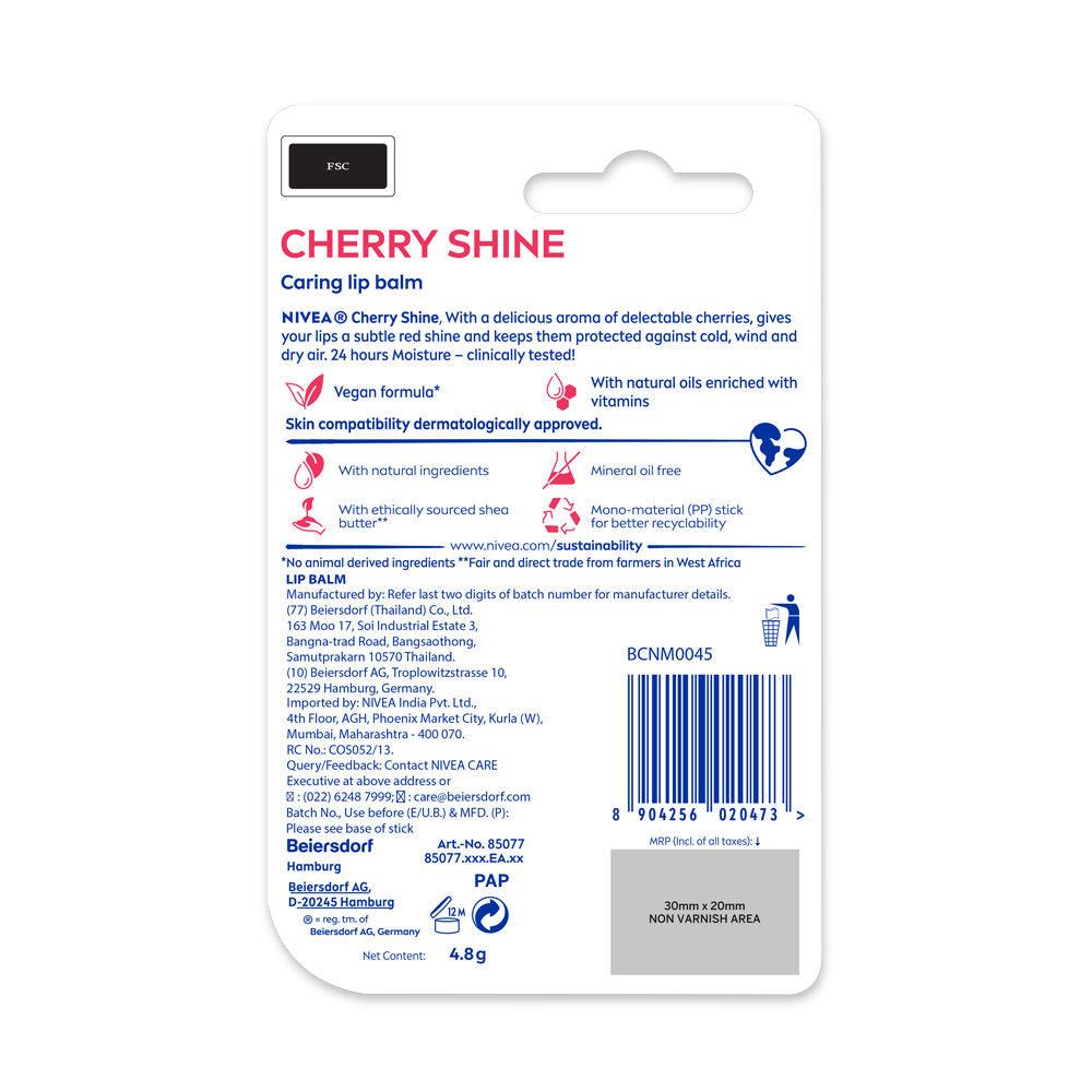 Tinted Lip Balm With Natural Oils & 24H Melt-In Moisture Cherry Shine