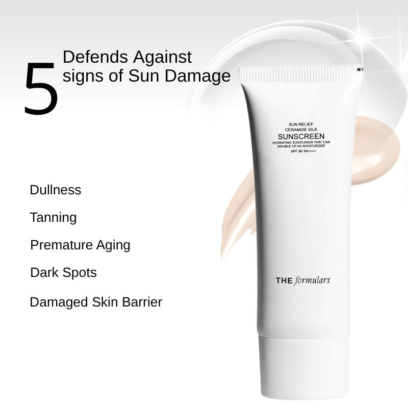 Sun Relief Ceramide Silk Sunscreen Spf 50 Pa++++ With Niacinamide & Peptide