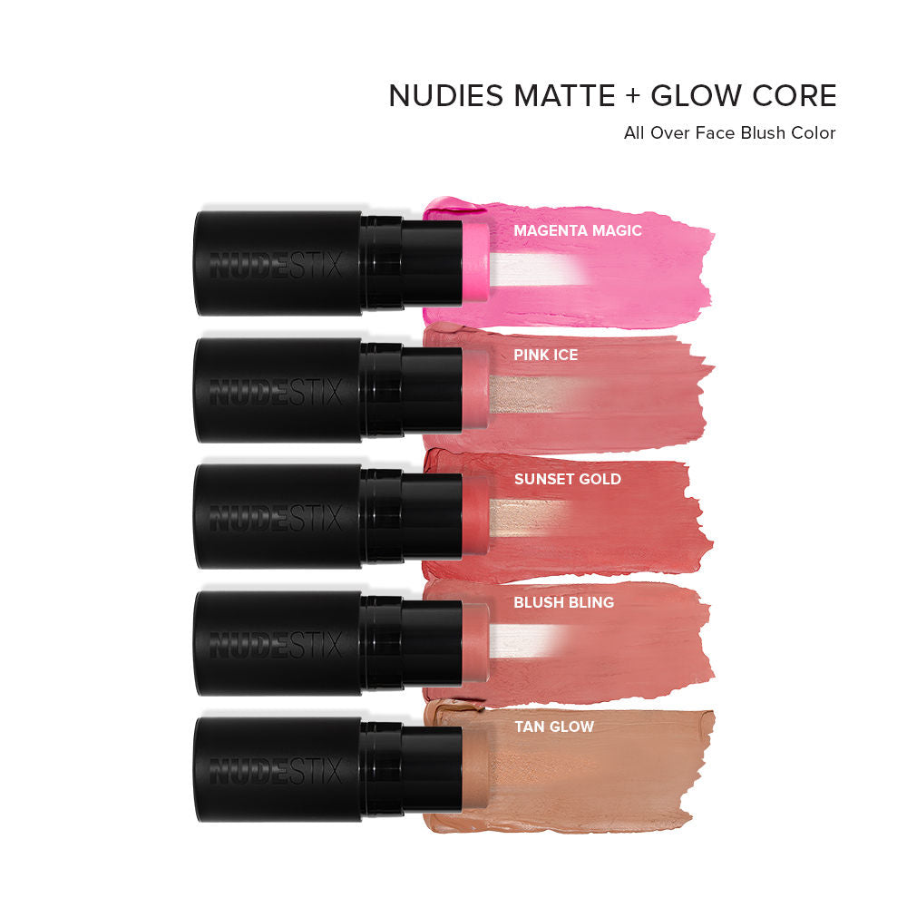 Nudies Matte + Glow Core All Over Face Blush Color