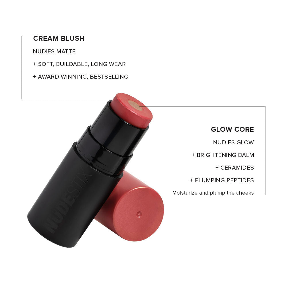 Nudies Matte + Glow Core All Over Face Blush Color