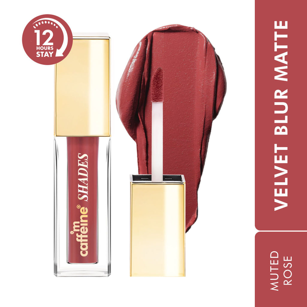 Shades Velvet Blur Matte Liquid Lipstick 12 Hrs Stay & Lightweight - Muted Rose