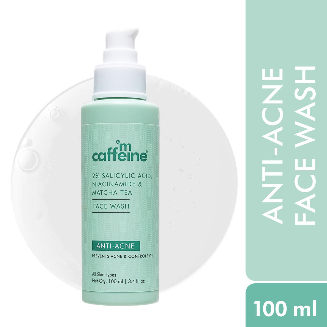 2% Salicylic Acid Anti Acne Face Wash With Niacinamide & Matcha Tea, For Oil Control
