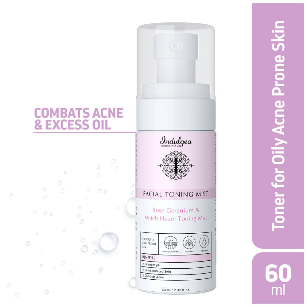 Rose Geranium Witch Hazel Toning Mist/Toner For Oily Acne Prone Skin