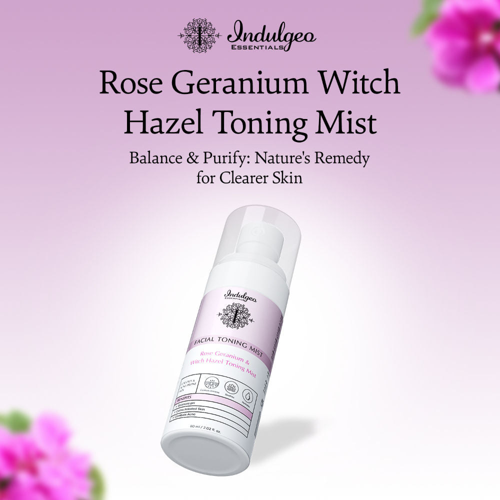Rose Geranium Witch Hazel Toning Mist/Toner For Oily Acne Prone Skin