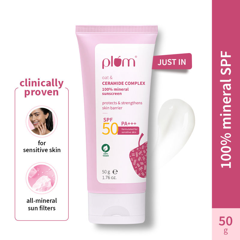 Ceramide & Oat Mineral Sunscreen SPF 50 PA+++ Protects Skin Barrier, For Dry ToNormalSkin