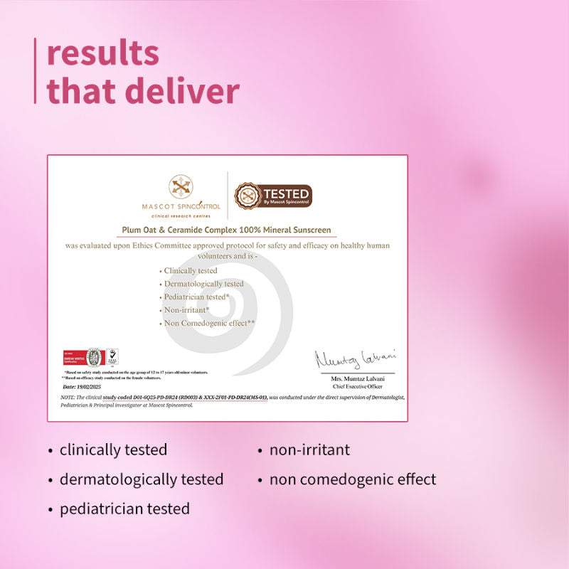 Ceramide & Oat Mineral Sunscreen SPF 50 PA+++ Protects Skin Barrier, For Dry ToNormalSkin