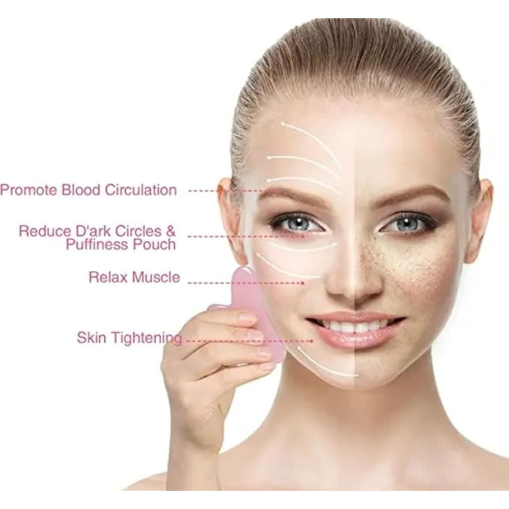 Rose Quartz Gua Sha Face Massage Tool For Face and Neck Glowing Skin