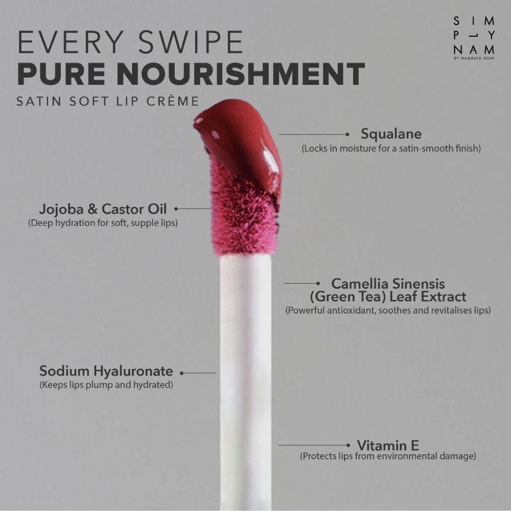 Satin Soft Lip Creme, Hydrating, Botanical Colour for Everyday Lips
