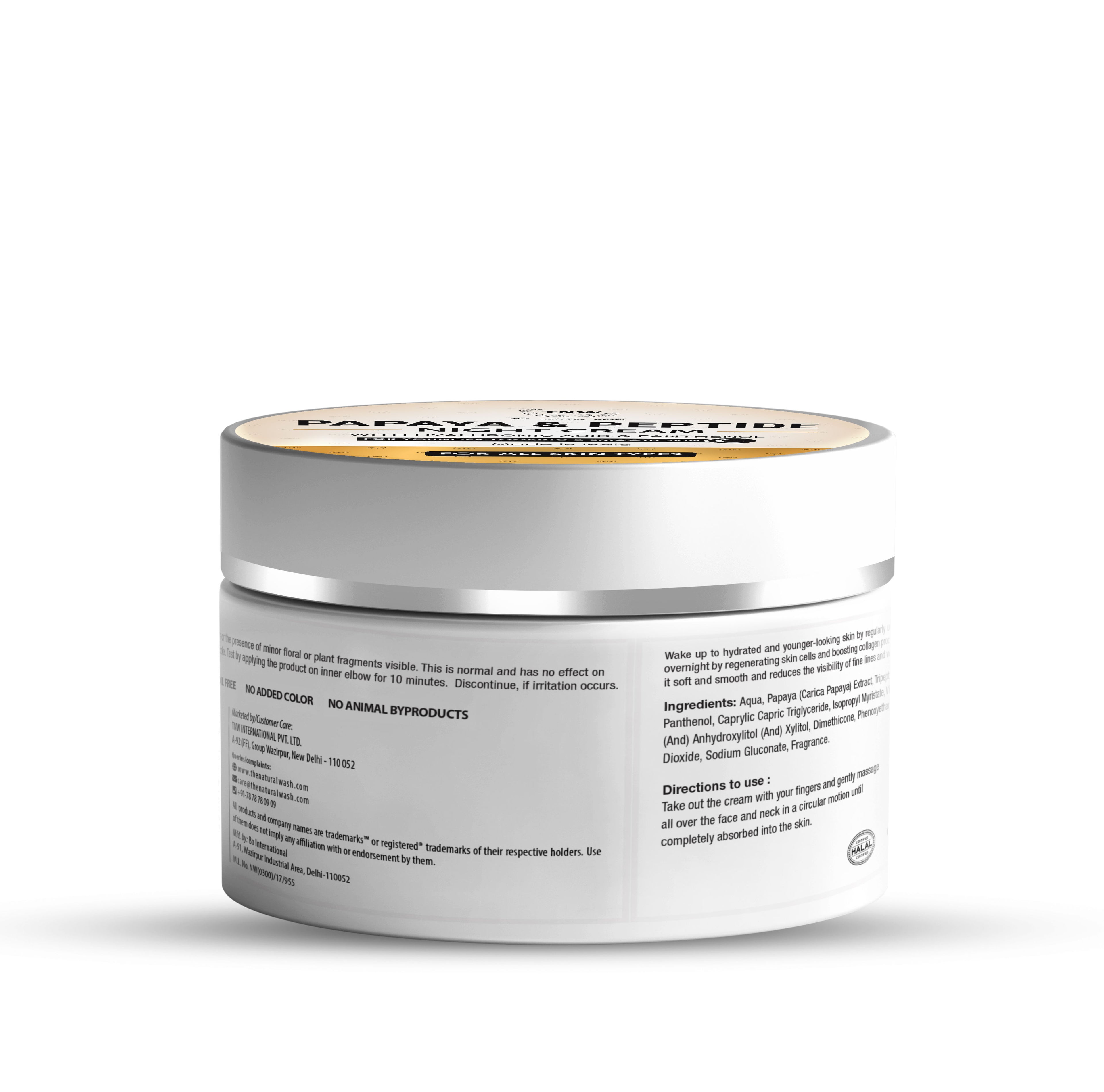 Papaya & Peptide Night Cream For Repairing Skin With Hyaluronic Acid