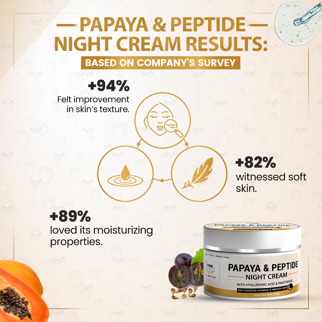 Papaya & Peptide Night Cream For Repairing Skin With Hyaluronic Acid