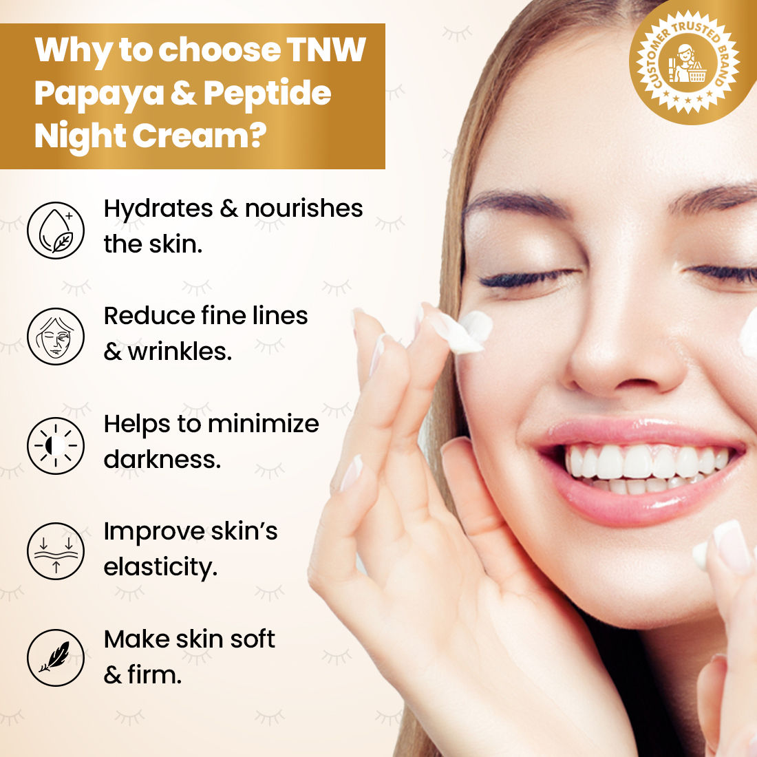 Papaya & Peptide Night Cream For Repairing Skin With Hyaluronic Acid