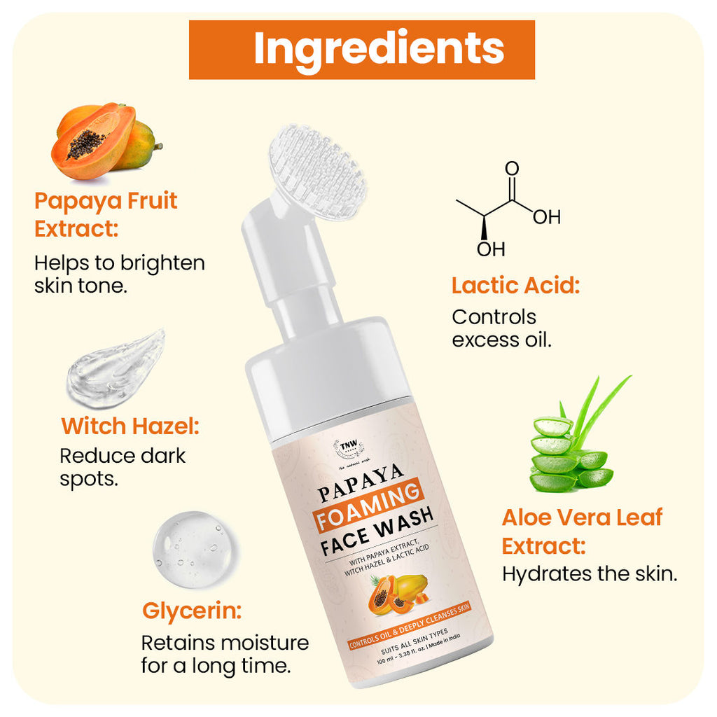 Papaya Foaming Face Wash for Oil Control with Witch Hazel & Lactic Acid