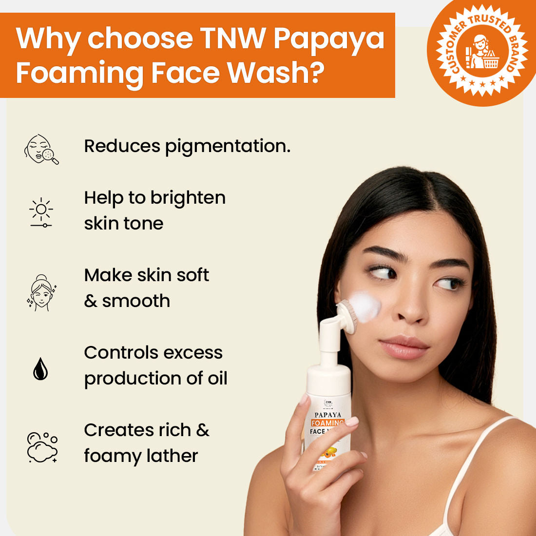 Papaya Foaming Face Wash for Oil Control with Witch Hazel & Lactic Acid