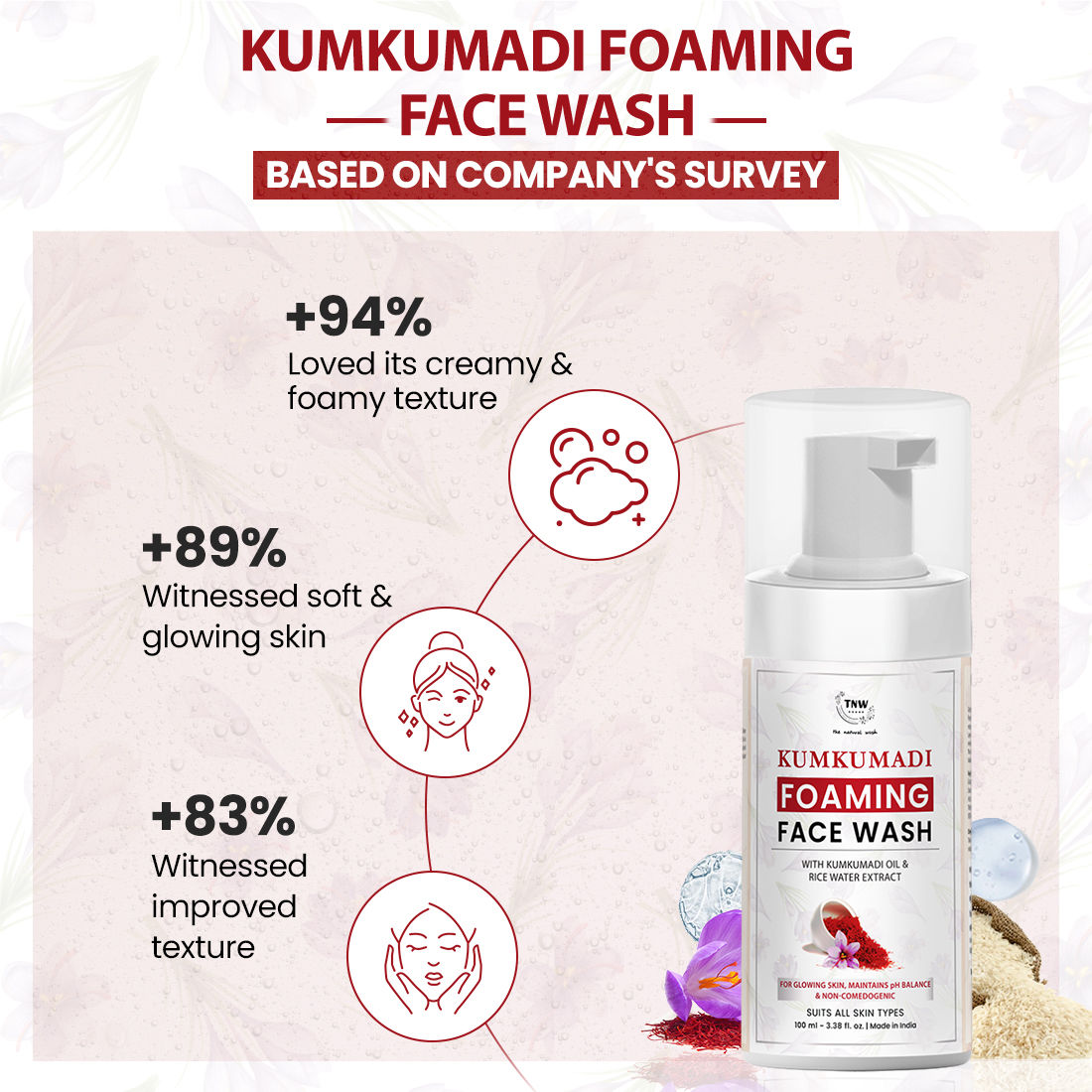 Oil-Controlling Kumkumadi Foaming Face Wash For Glowing Skin