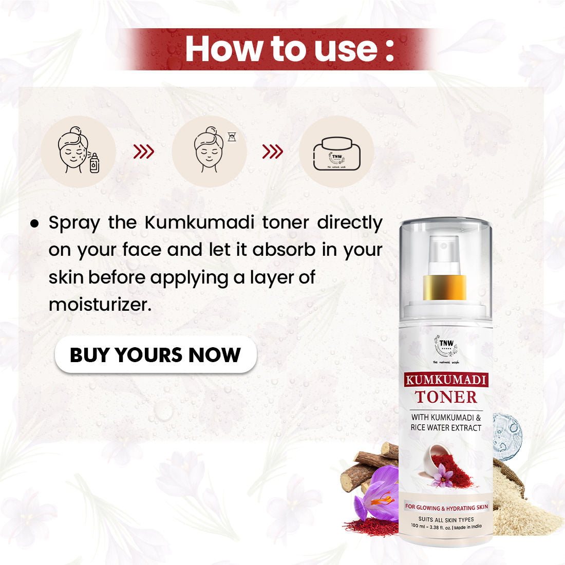 Kumkumadi Toner With Kumkumadi & Rice Water Extract For Glowing & Hydrating Skin