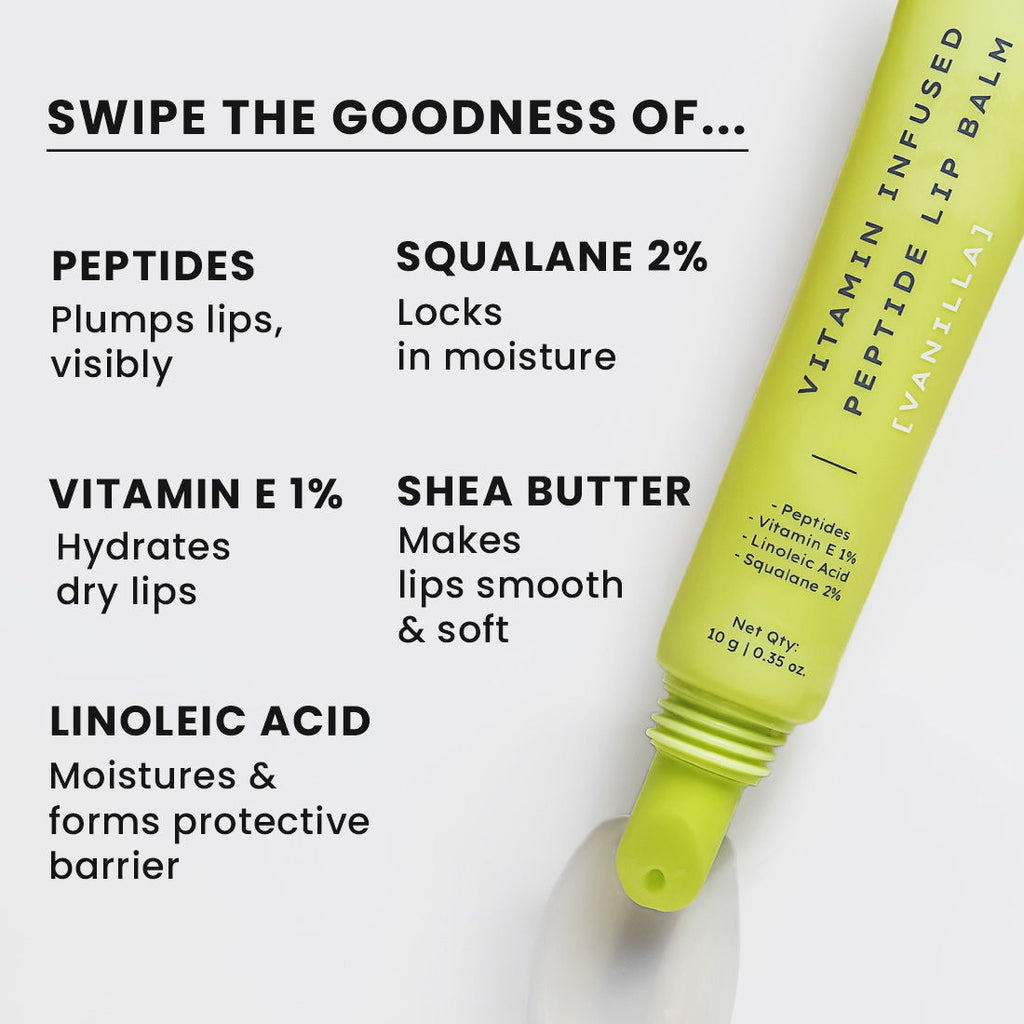 Vitamin Infused Peptide Lip Balm - Vanilla For Dry & Chapped Lips, Hydrates & Moisturizes