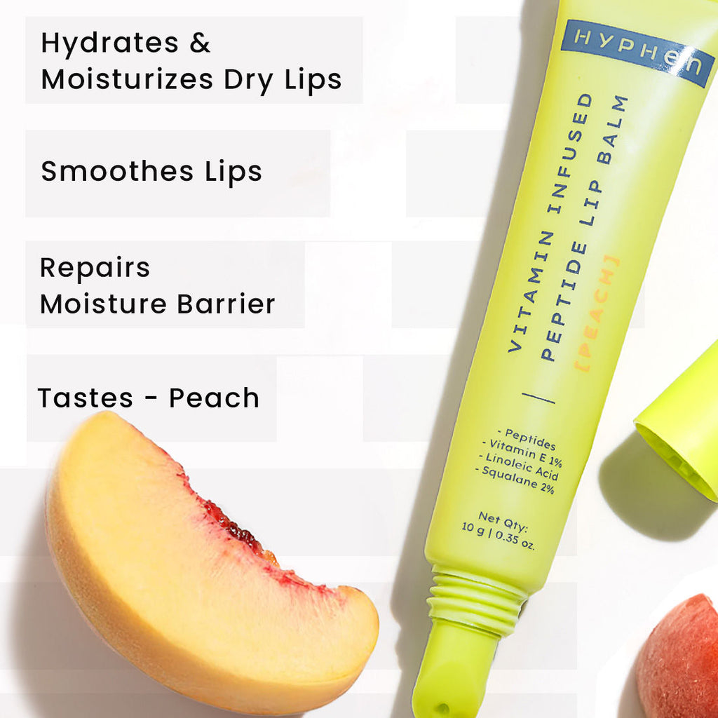 Vitamin Infused Peptide Lip Balm - Peach For Dry & Chapped Lip, Hydrates & Moisturizes