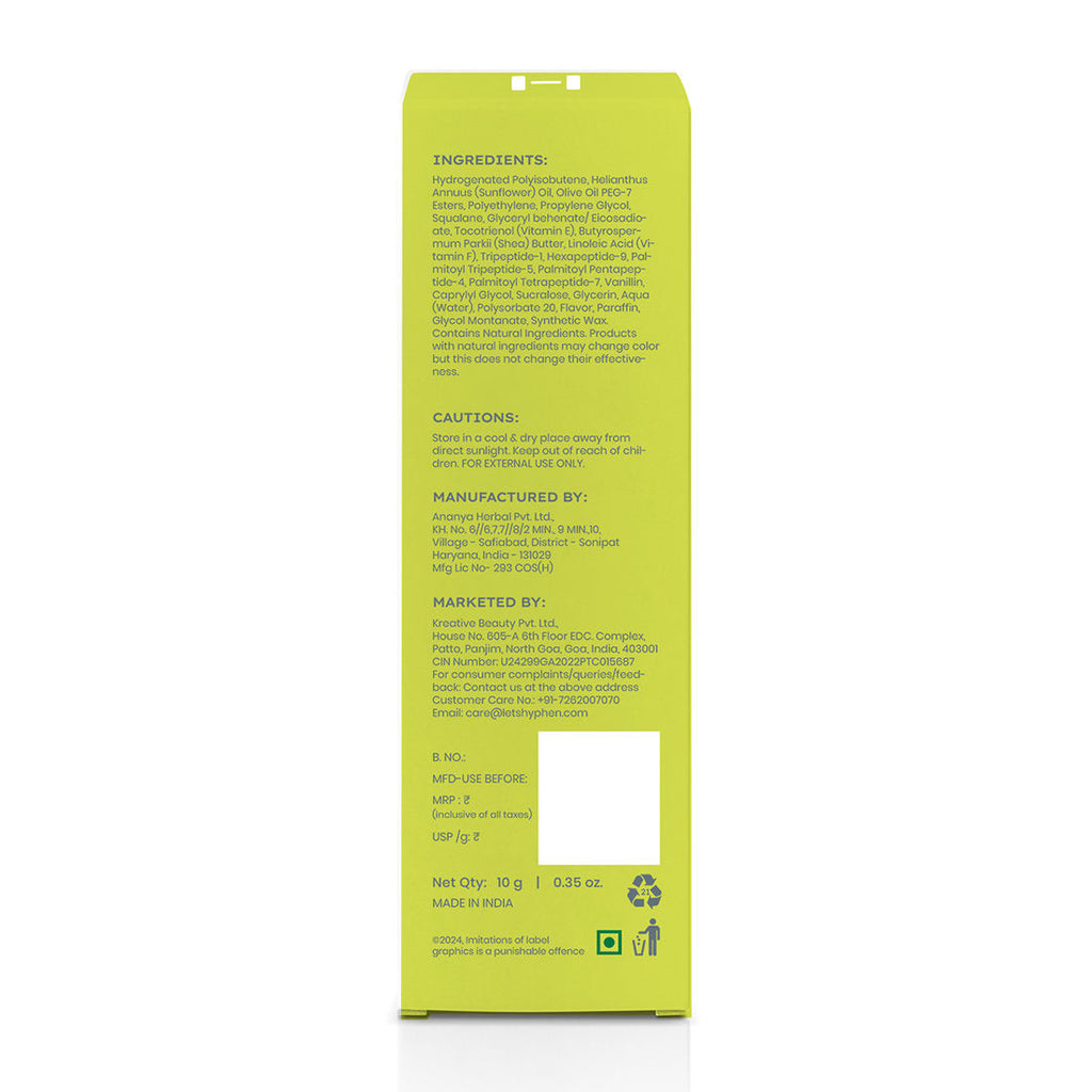Vitamin Infused Peptide Lip Balm - Peach For Dry & Chapped Lip, Hydrates & Moisturizes