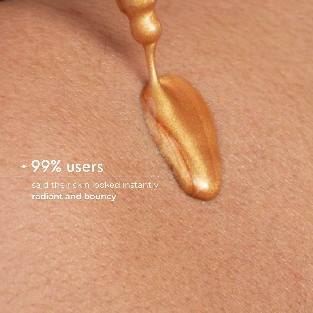 Molten Gold Shimmer Drops With Buff Body Brush