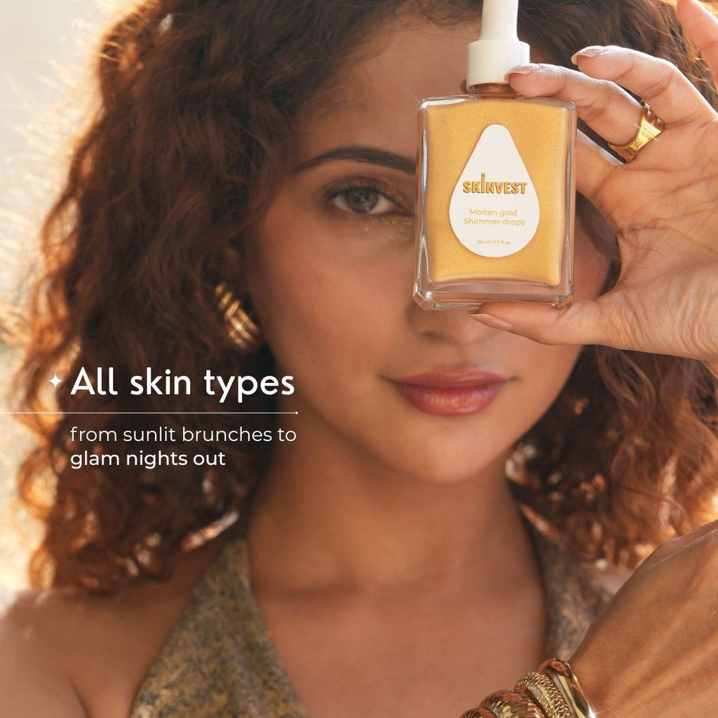 Molten Gold Shimmer Drops With Buff Body Brush