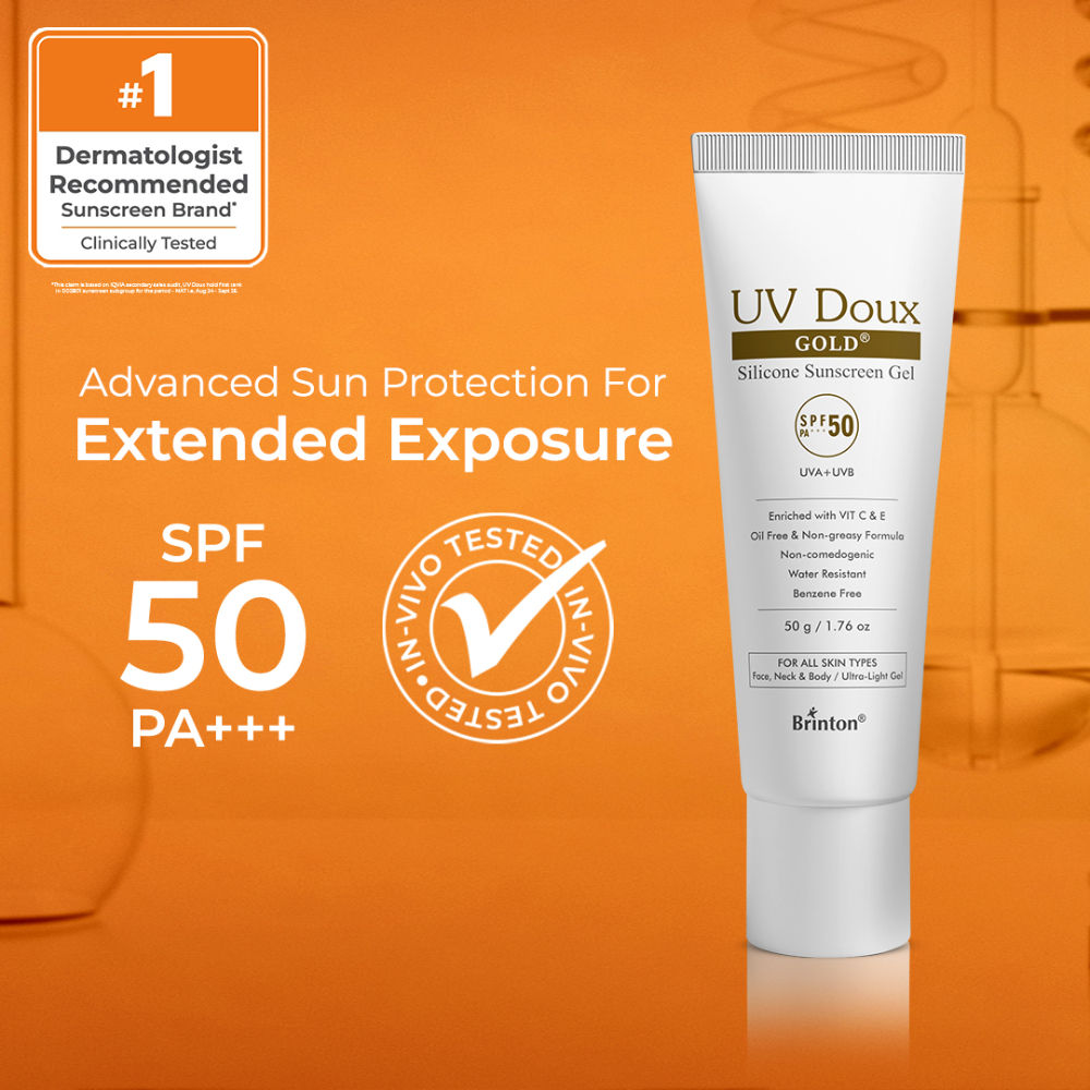 Uv Doux Gold Silicone Water Resistant And Non-greasy Sunscreen Gel