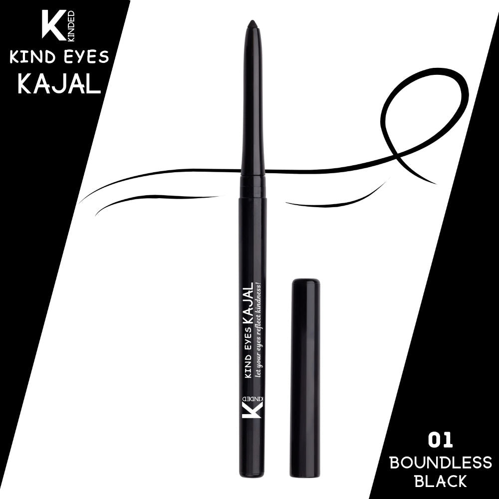 Kind Eyes Kajal 3 In 1 Kohl Kajal Eye Liner Smokey Eye Shadow - 01 Boundless Black