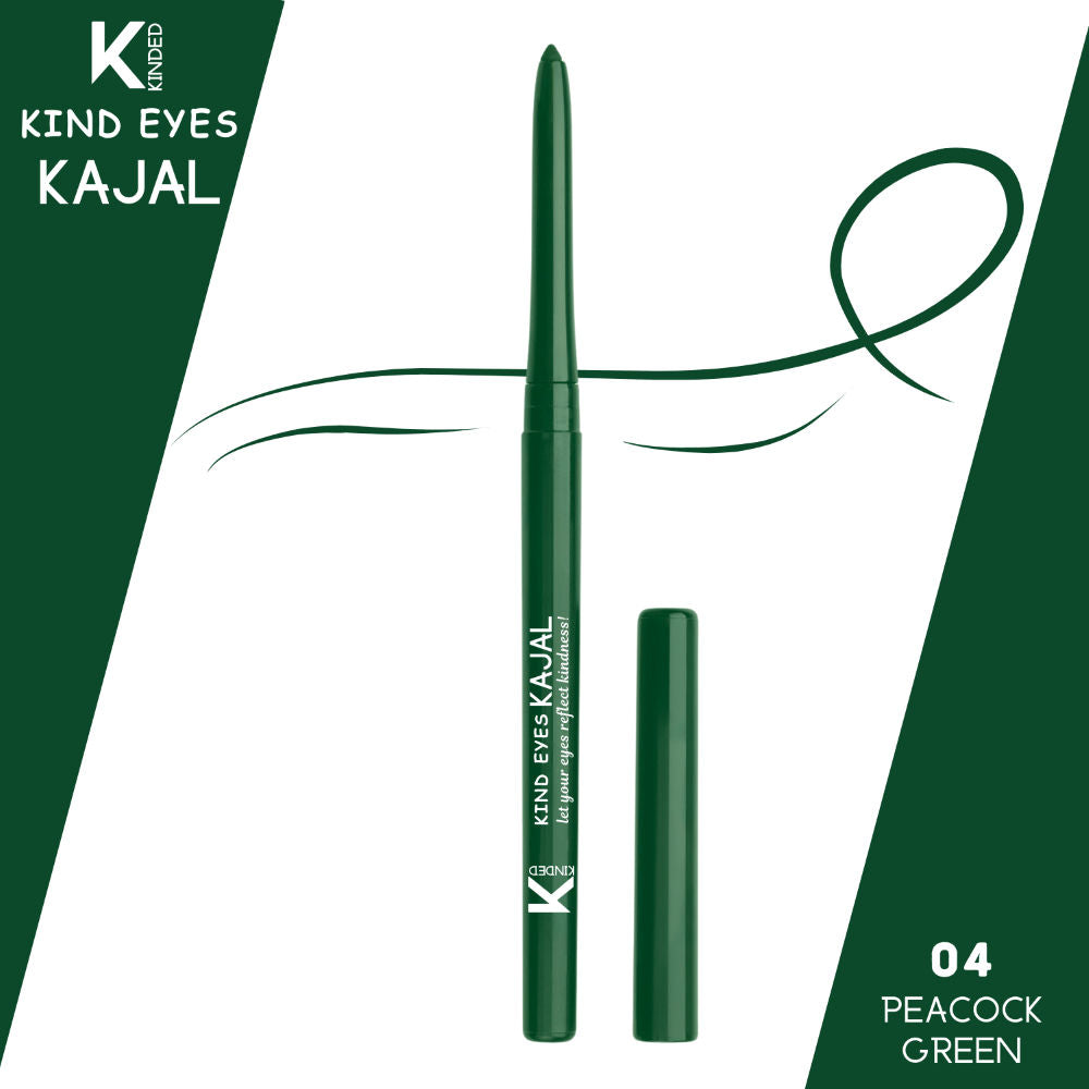 Kind Eyes Kajal 3 In 1 Kohl Kajal Eye Liner Smokey Eye Shadow - 04 Peacock Green