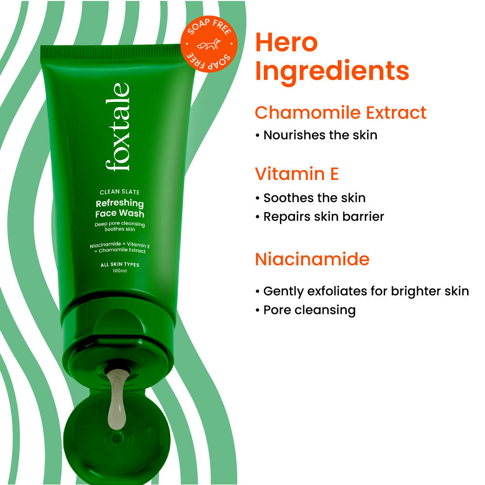 Refreshing Face Wash with Niacinamide & Vitamin E, Deeply Cleans Pores and Soothes Skin