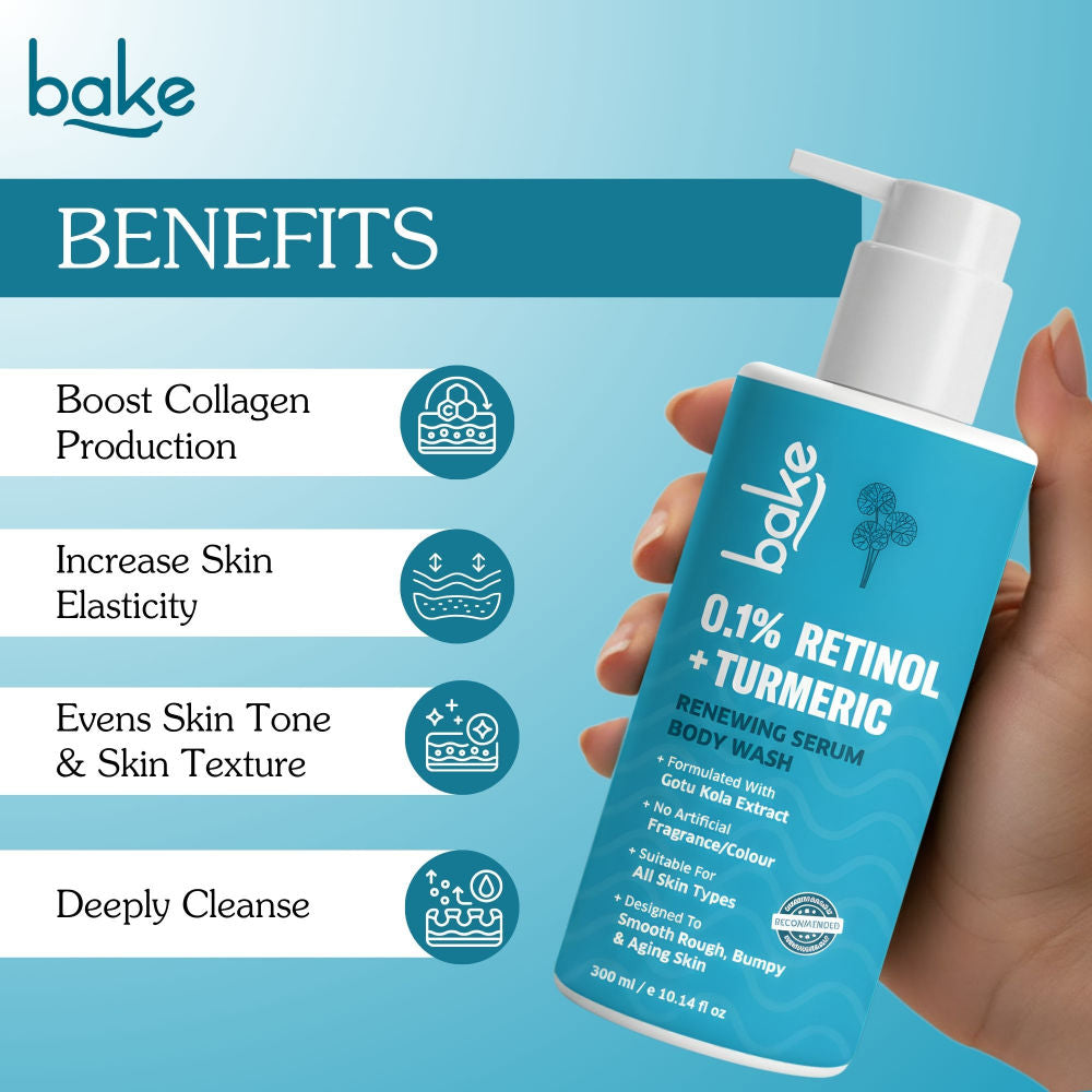 0.1% Retinol & Turmeric Renewing Serum Body Wash for Anti-Aging, Fine Lines & Skin Elasticity