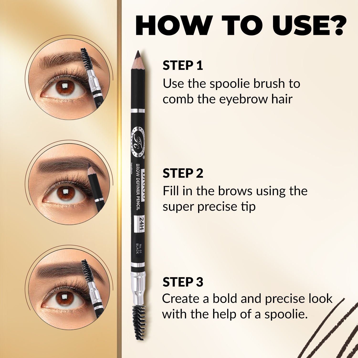 Colour Brow Definer Pencil With Spoolie