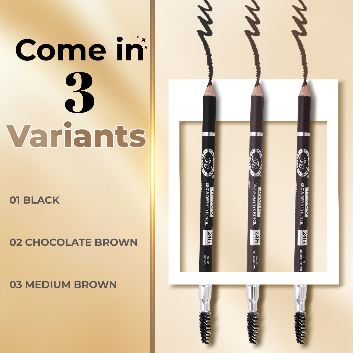 Colour Brow Definer Pencil With Spoolie