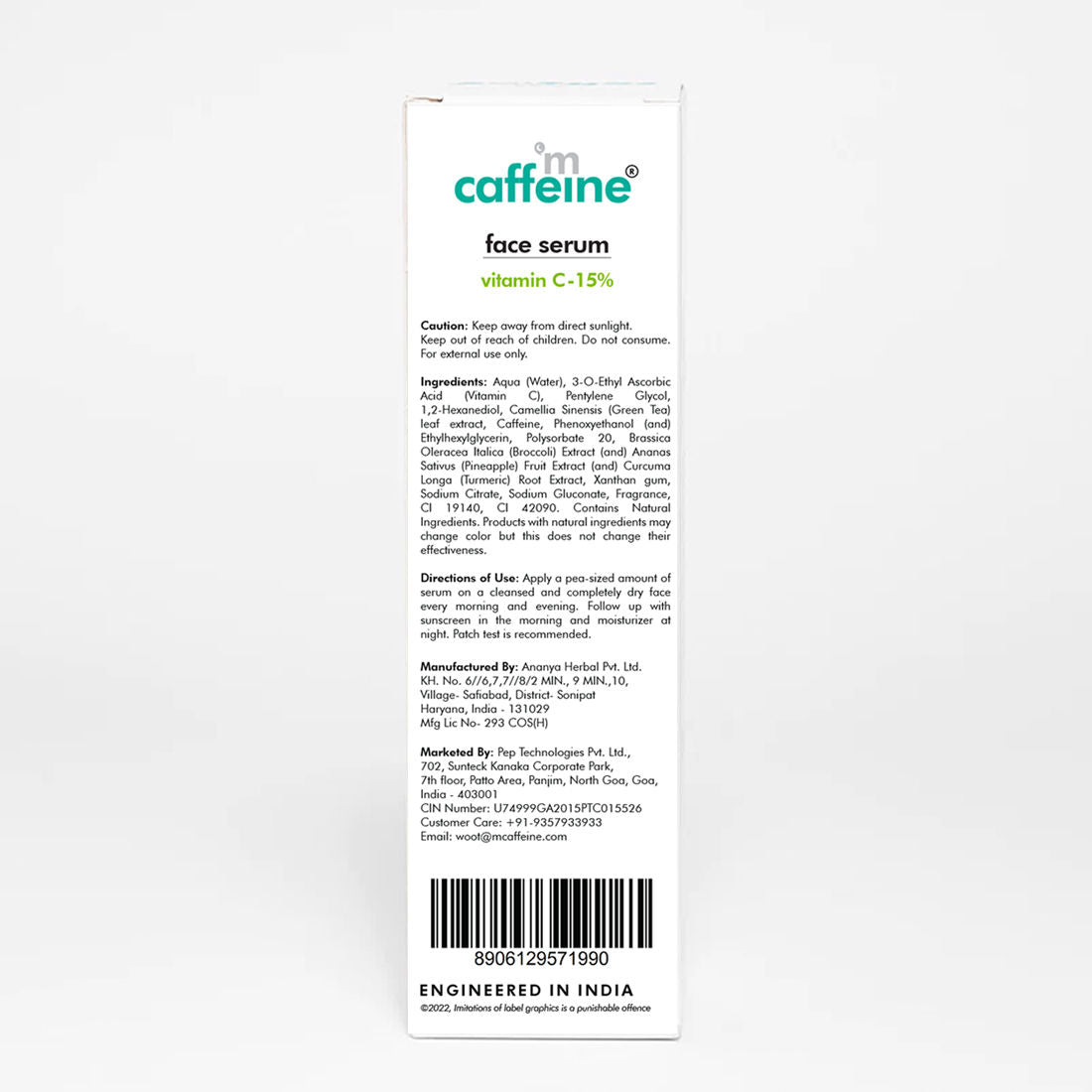 15% Vitamin C Face Serum for Glowing Skin with Green Tea - Reduces Dark Spots & Depigments
