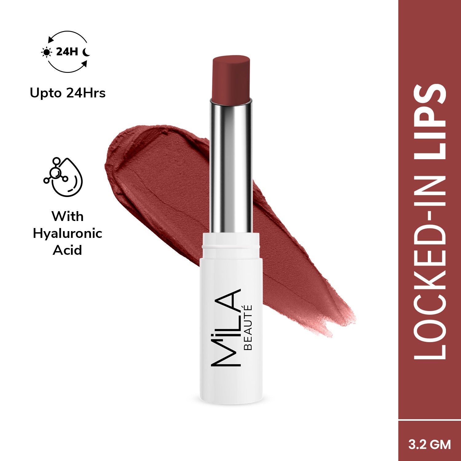 24 Hr Non-Transfer Matte Locked-In Lipstick - 1 Rust Brown
