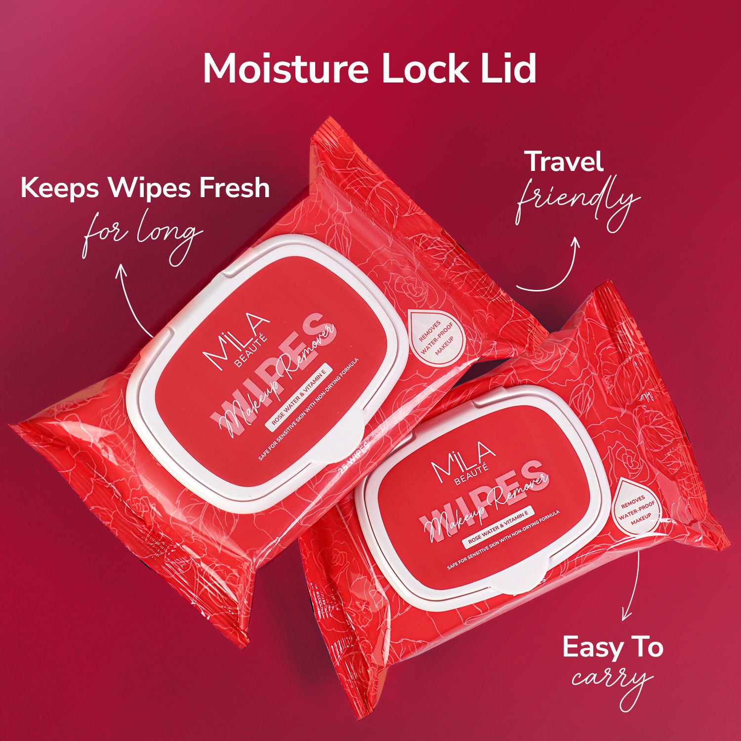 Makeup Remover Wipes Hydrating & Refreshing With Rosewater & Vitamin E - 25 Wipes