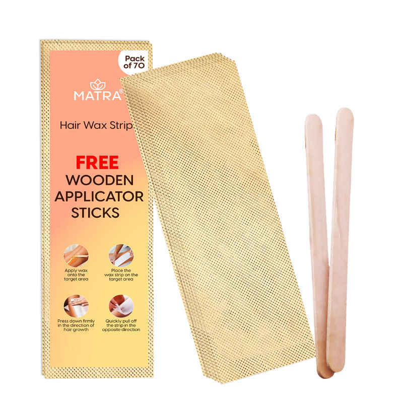 Wax Strips Hair Waxing for Full Body Facial Hair Removal - Free Wooden Stick Knife Applicators - 70pcs