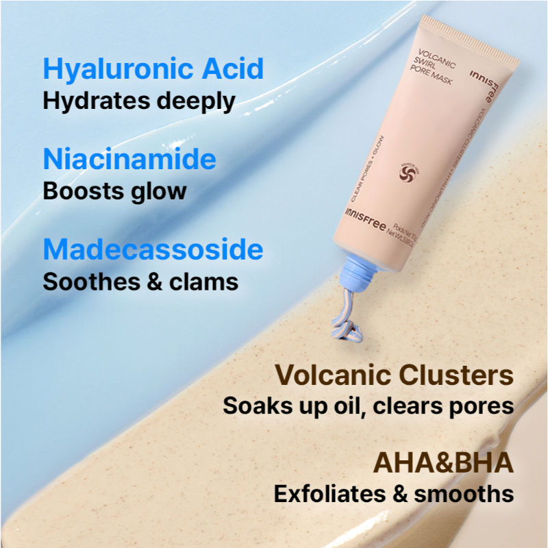 Volcanic Swirl Pore Dual Clay Mask,Daily Pore Care,Hydrating, Oil Control, Glass Skin
