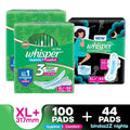 Day & Night Sanitary Pads with dry topsheet - 100 Ultra Clean XL+ 44 Bindazzz Night XL+ Pads