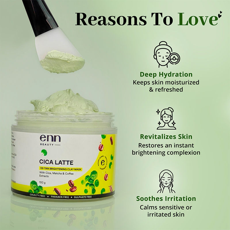 Cica Latte De-Tan Clay Mask with Matcha, Coffee & Cica for Brightening & Oil Control